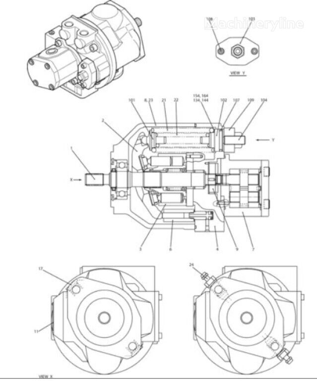 pompă hidraulică Case PH10V00008F2 PH10V00008F2 pentru miniexcavator New Holland E50SR EH50.B