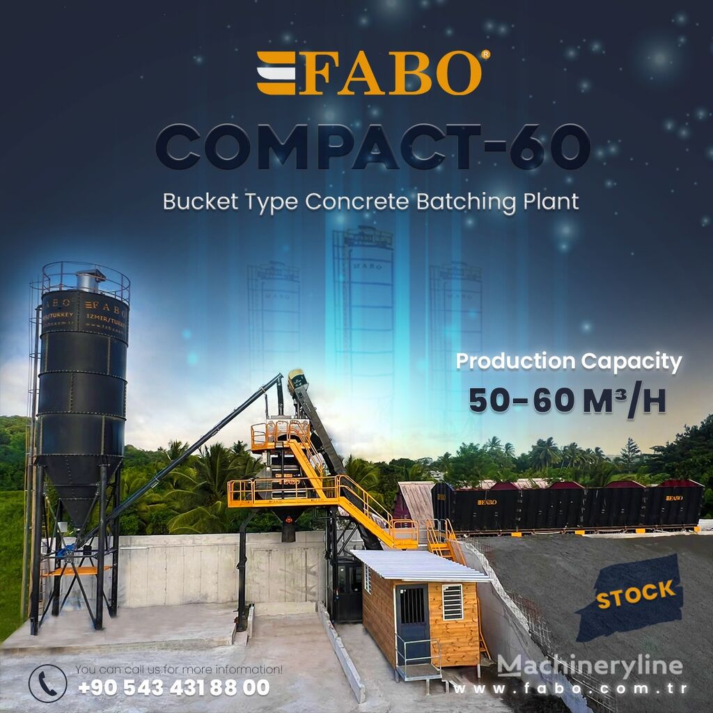 staţie de beton FABO SKIP SYSTEM CONCRETE BATCHING PLANT | 60m3/h Capacity | STOCK nou